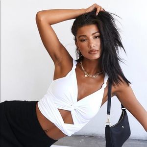 Princess Polly Lioness Porto Cervo Crop Top White